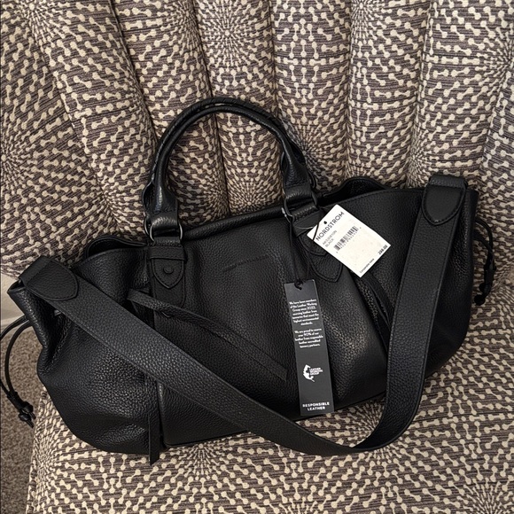 Aimee Kestenberg Essence Black Leather Satchel Bag with Strap NWT - Picture 1 of 16